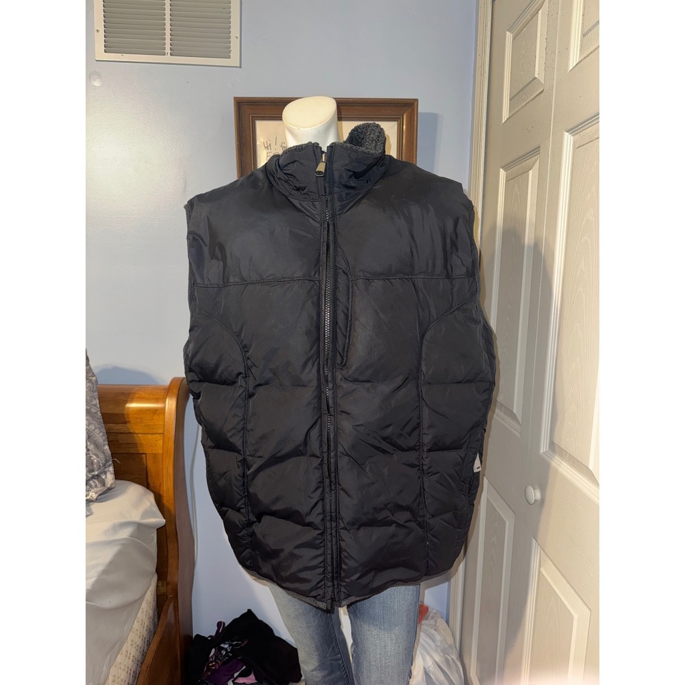 Gap Mens Black Puffer Vest Sherpa Lined Collar Full Zip Quilted Holiday 2004 L